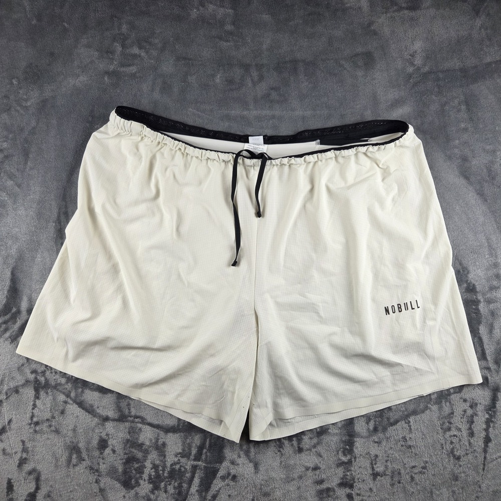 Nobull Light Lined Athletic Beige Short 7" Inseam Men's 3XL Elastic Waist